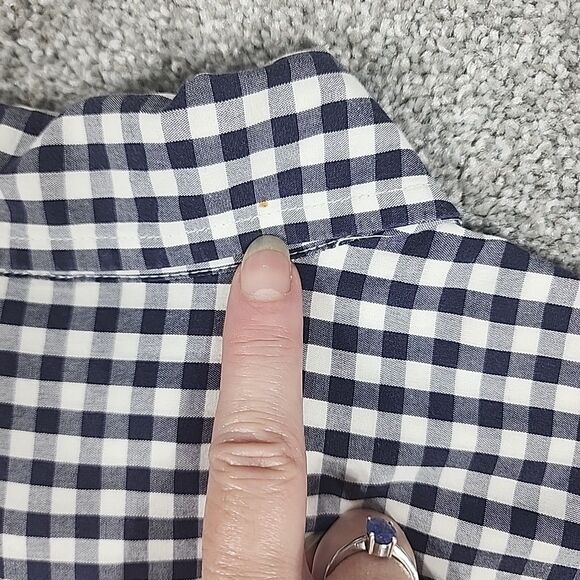 J Crew Button Up Shirt Mens XL Black Gray White Checkered Short Sleeve Pocket - Picture 9 of 10